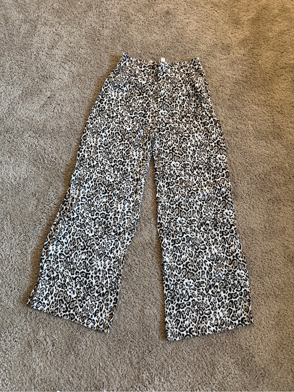 Mauve Satin Leopard Print Wide Leg Pants